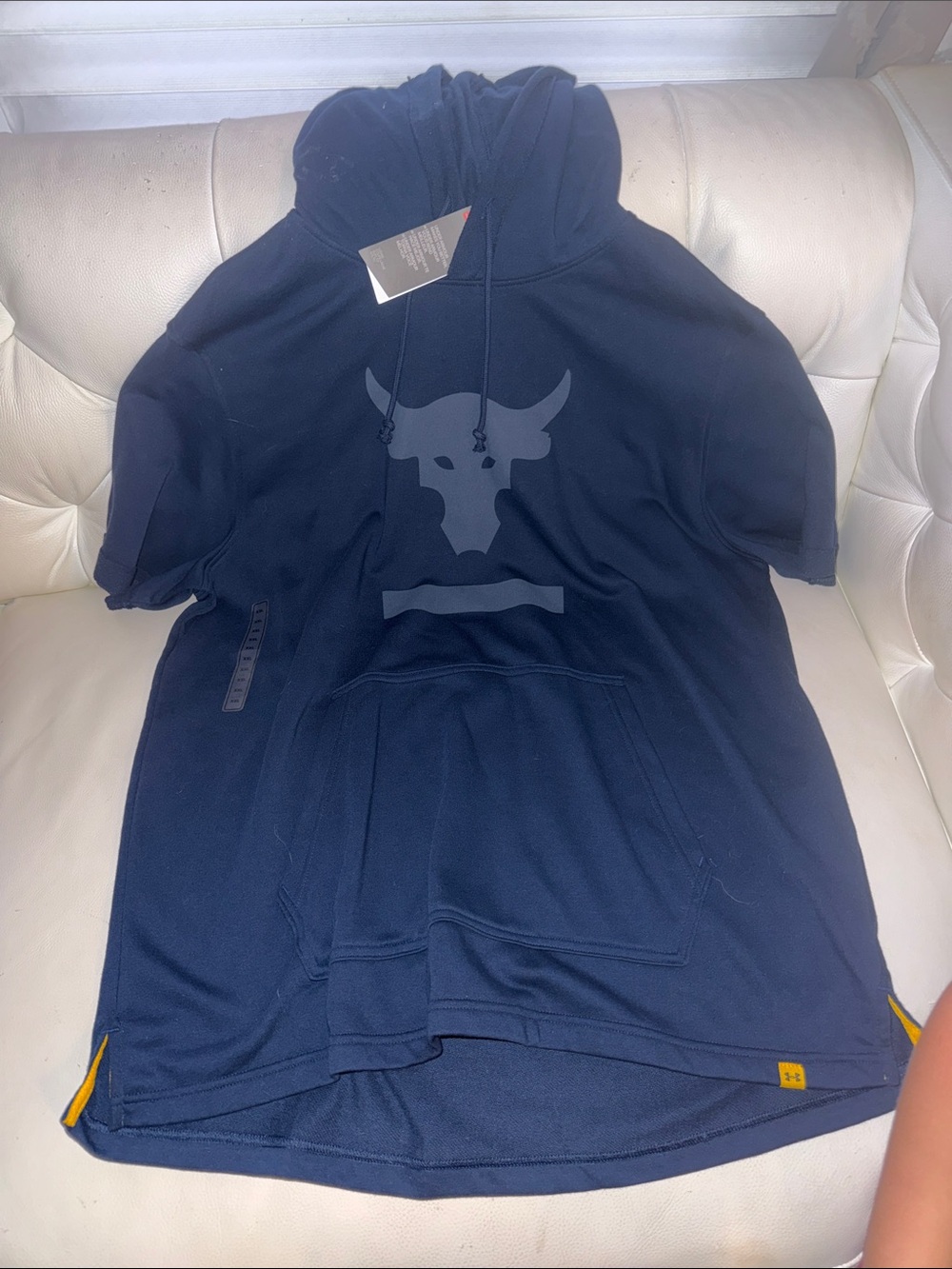 Underarmour Navy Short Sleeve Hoodie with Bull Logo